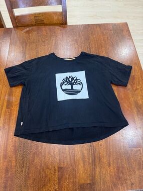 NWOT Timberland Slightly Cropped Black Logo Tee